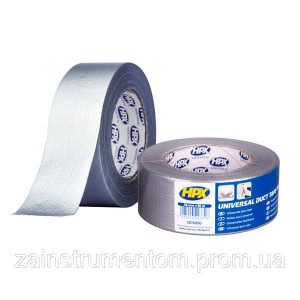 Армированная клейкая лента HPX Duct Tape Universal 1900 Black (сантехнический скотч) 50 мм x 50 м серебристая
