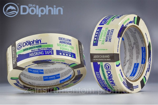 Малярна стрічка (скотч) Blue Dolphin маскувальна біла 38 мм х 50 м