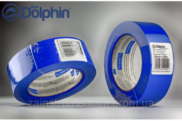 Малярна стрічка ПВХ (скотч) Blue Dolphin TARP&STUCCO 38 мм х 50 м синя (30днів)
