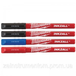 Набор ручка маркер Milwaukee INKZALL Fine Tip тонкий разноцветный: синий, красный, черный (4 шт.)